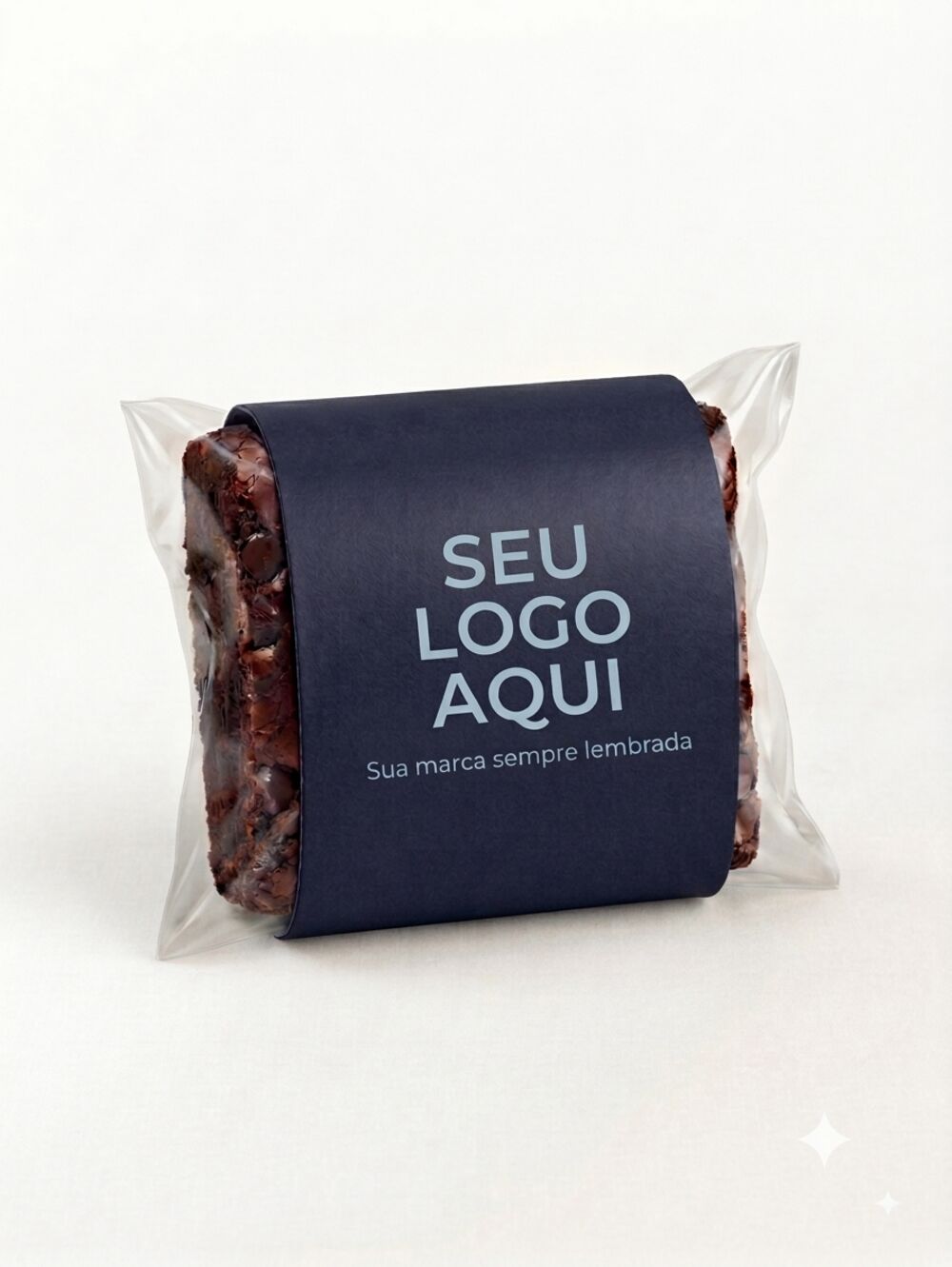 Brownie embalado com espaço para o logo da empresa